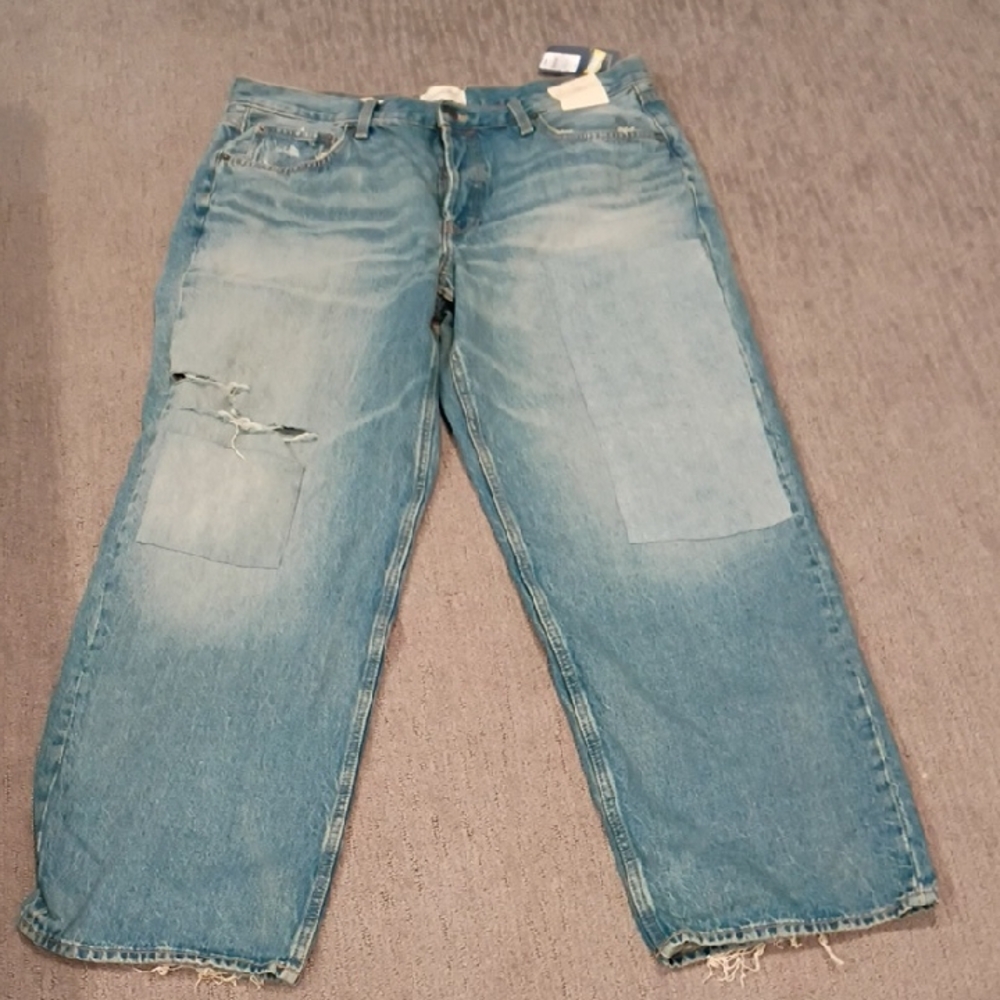 NWT Women's Size 14 Universal Thread Denim 90's Baggy Blue Distressed Jeans